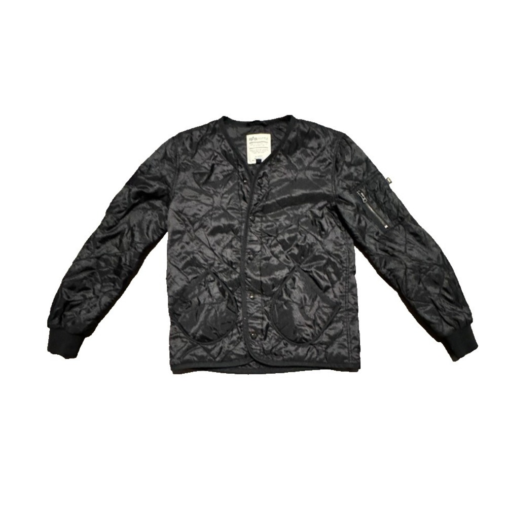 Alpha Industries Jacket Mens Quilted Liner Utility Streetwear Military XS Black